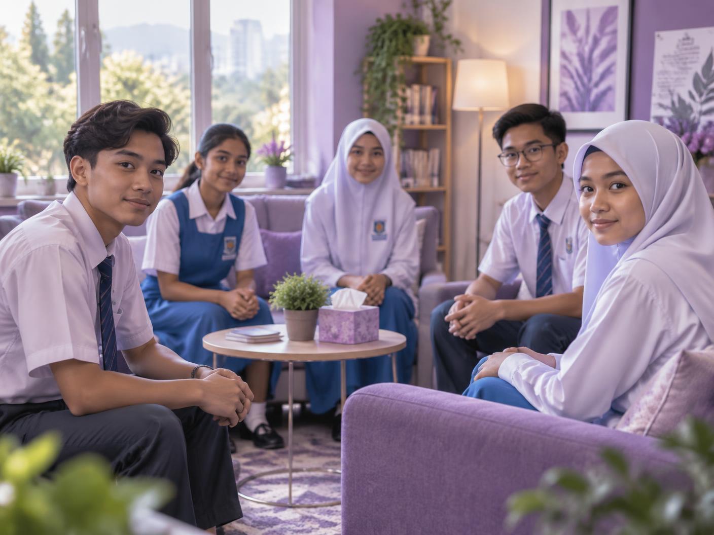 Murid sekolah menengah dalam sesi bimbingan dan kaunseling